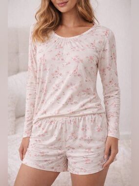 78 & Sunny Sweet Dreams Sleep Set Playful Kittens Cream Pajama Set S/M NWT